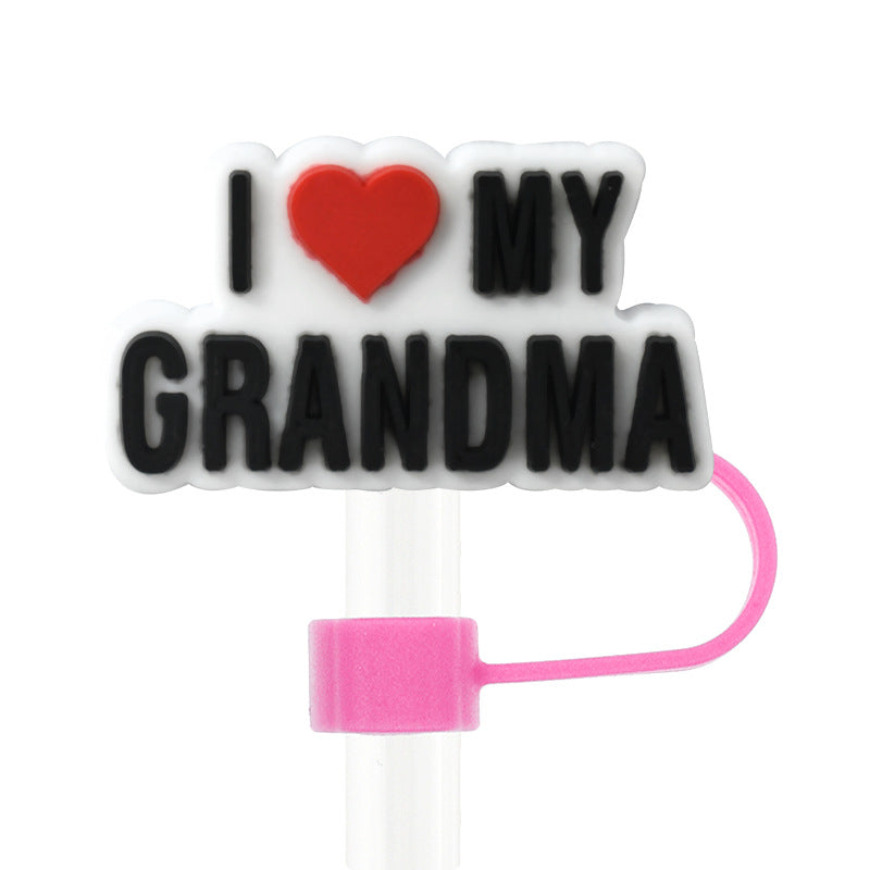 Wholesale 100PCS/PACK Mother's Day Series Phrases Dustproof Straw Caps